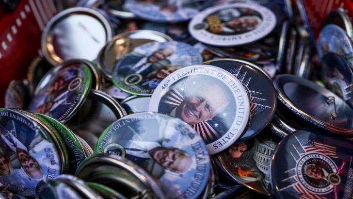 Badges marking the inauguration of Joe Biden